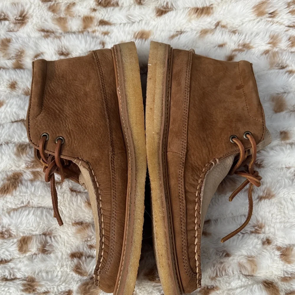 Sperry Brown and Tan Leather Moc Toe Chukka Boots